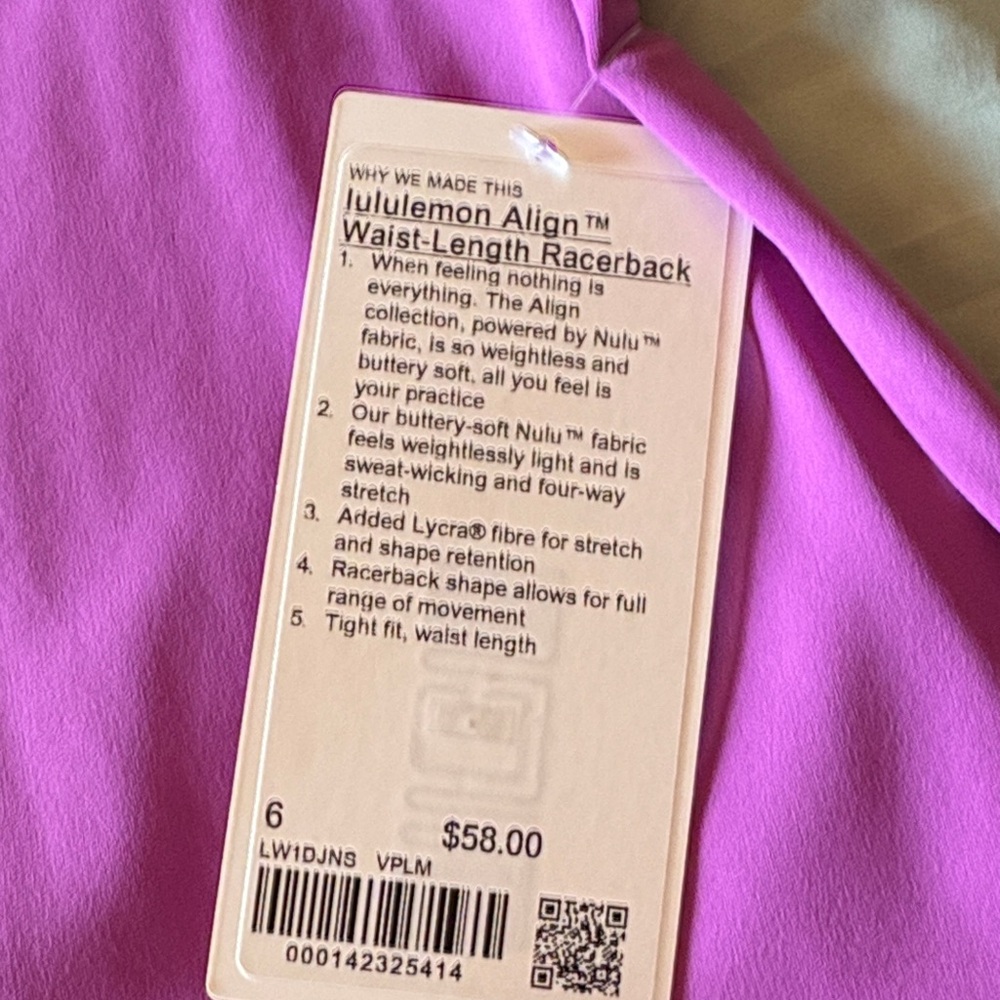 NWT lululemon athletica Women's Pink Tank Top - Picture 4 of 6